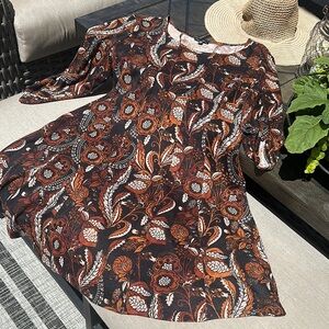 Ava & Grace Brown and White Long Sleeve dress soft XL